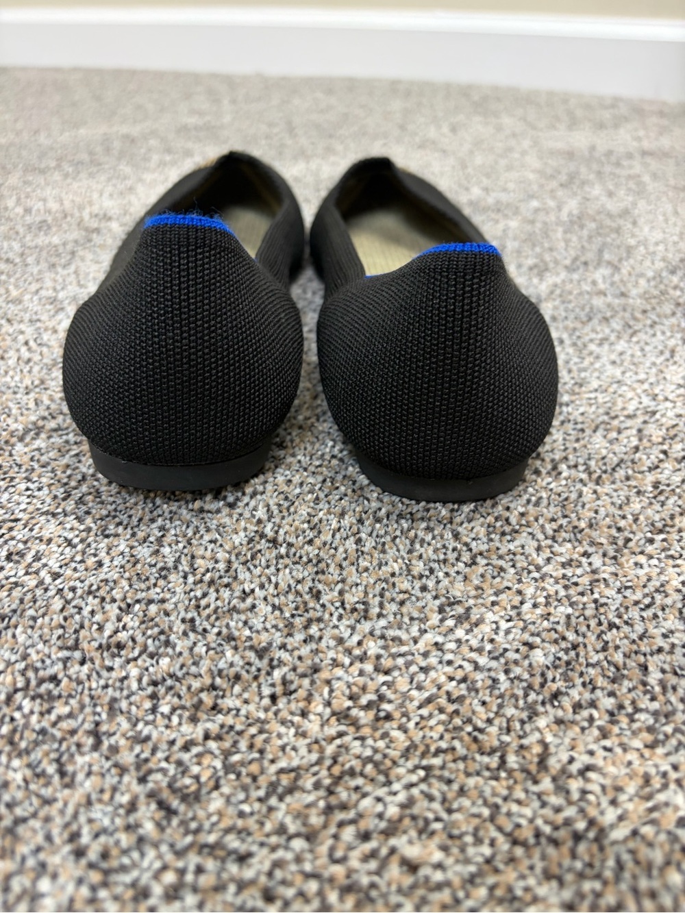 Rothy's Black Pointed Knit Flats with Gold-Toe Detail - Picture 3 of 4